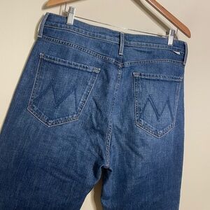 MOTHER Blue Frayed Hem Jeans